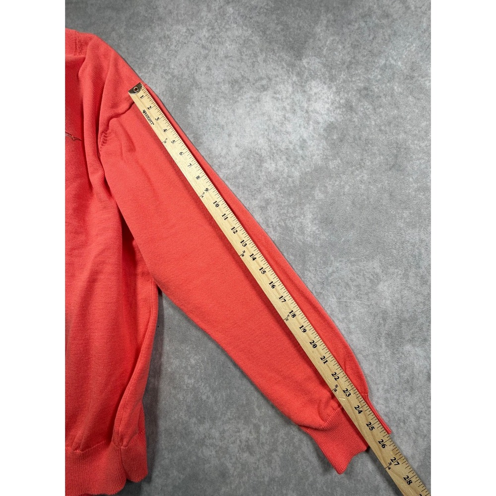 Greg Norman Mens XL Sweater Cotton Orange V Neck Shark Logo Golf Pullover - Picture 9 of 9